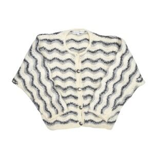 Tony Lambert Collections Mohair Blend Cardigan Sweater Womens Small Striped